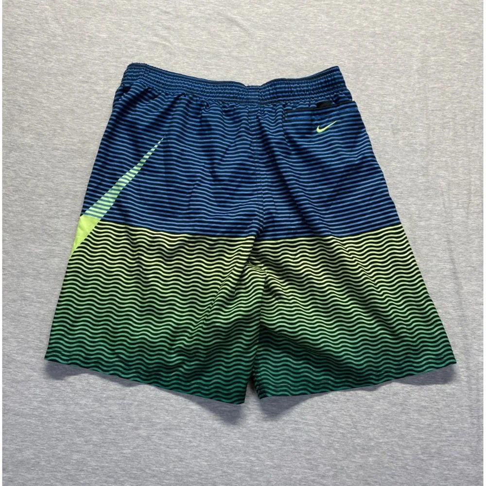 Nike Volley Swim Shorts Mens Large Multi Horizon Striped Swoosh Logo Drawstring